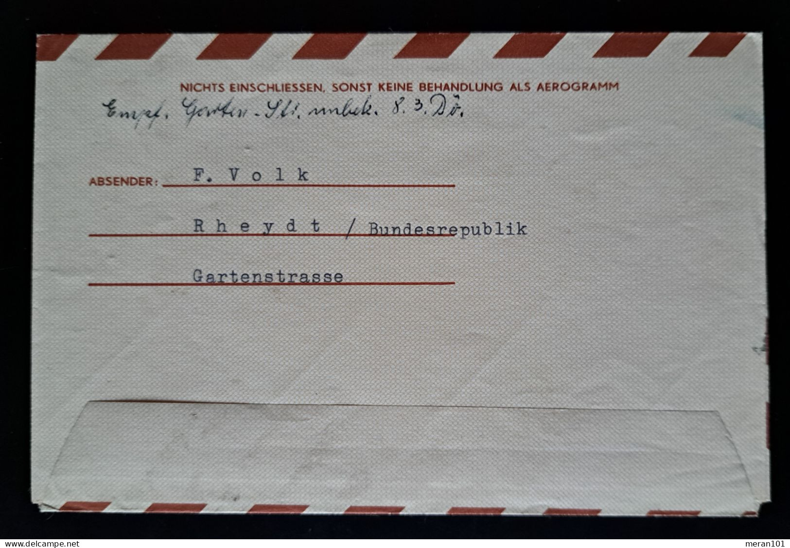 Österreich LUFTPOST 1965, Aerogramm LF7  WIEN Nach Leipzig "Unbekannt" - Briefe U. Dokumente