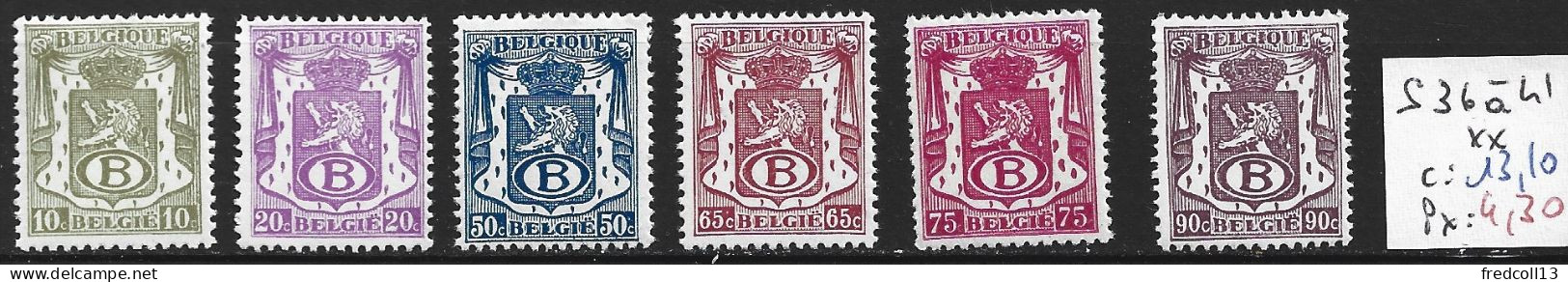 BELGIQUE SERVICE 36 à 41 ** Côte 13.10 € - Nuevos