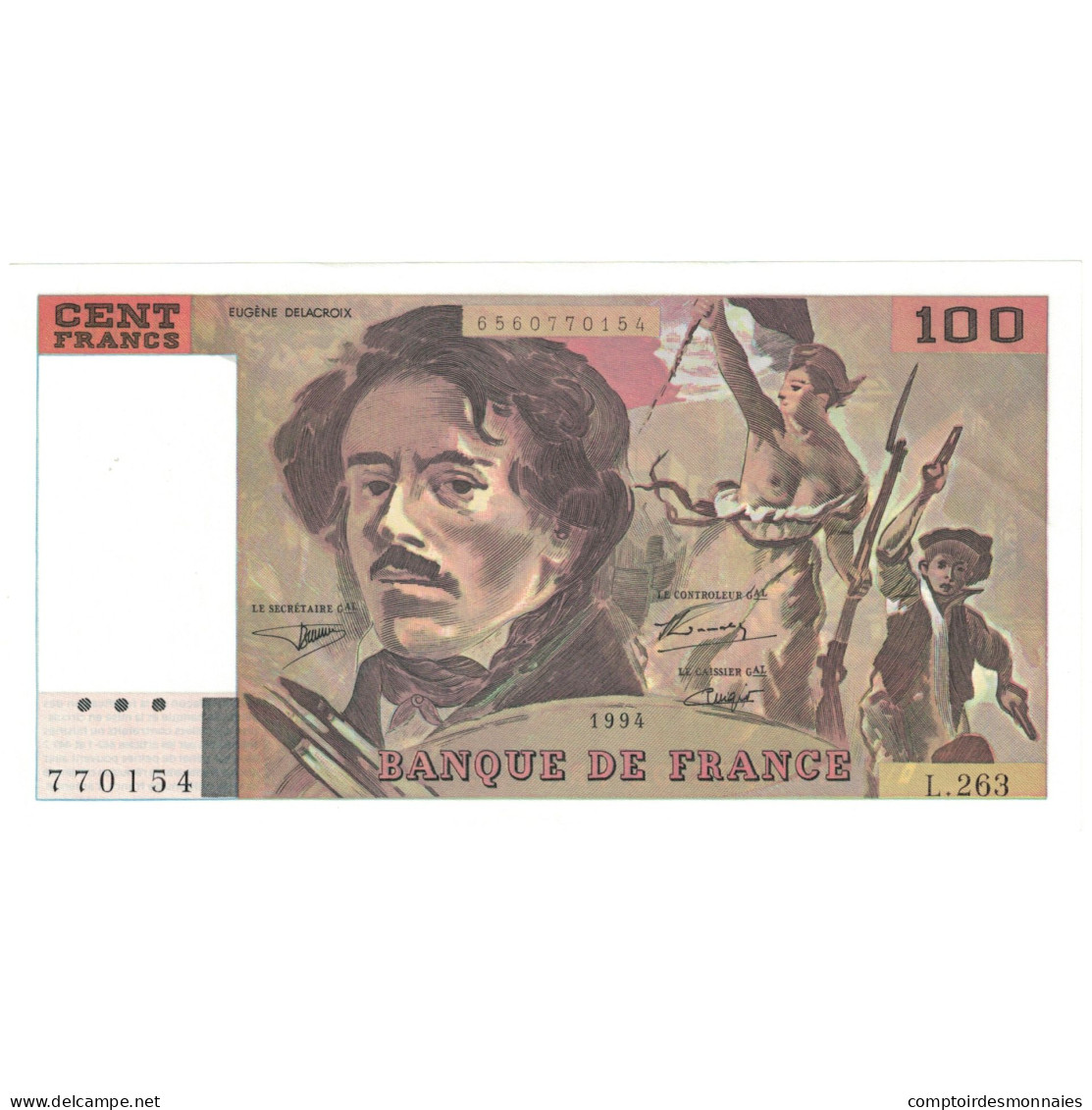 France, 100 Francs, 1994, L.263, NEUF, Fayette:69ter.1b, KM:154h - 100 F 1978-1995 ''Delacroix''