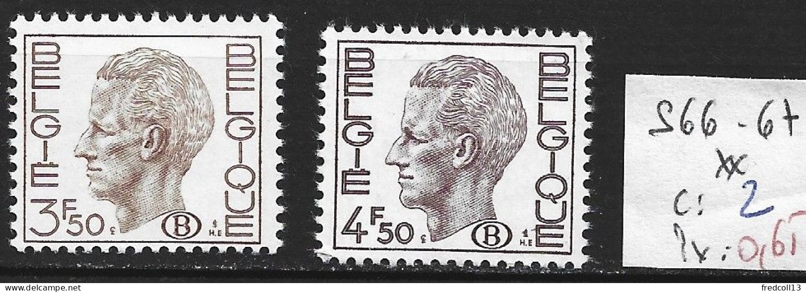 BELGIQUE SERVICE 66-67 ** Côte 2 € - Mint