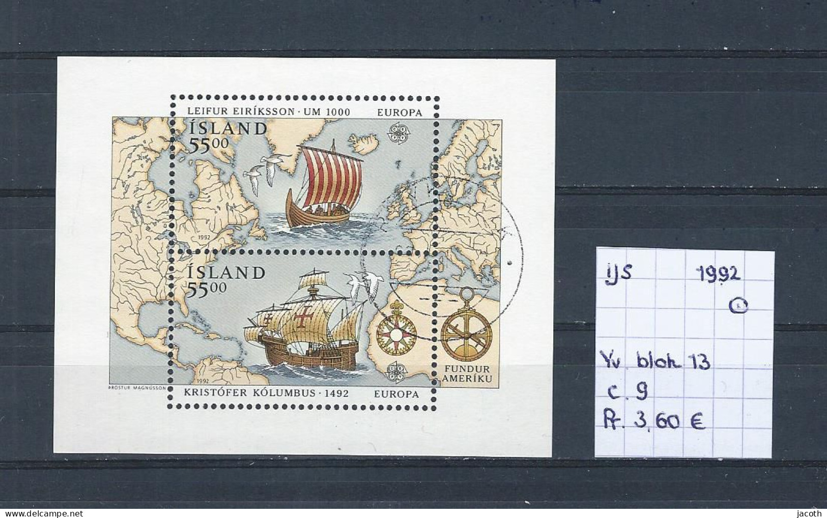 (TJ) IJsland 1992 - YT Blok 13 (gest./obl./used) - Blocs-feuillets