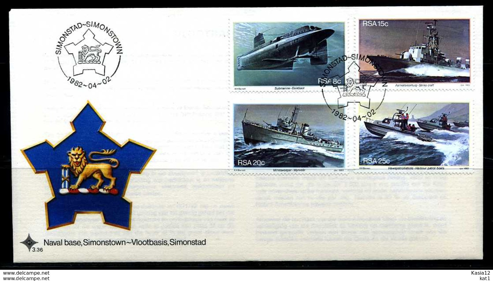 E01080)Südafrika FDC 597/600 Marine - FDC