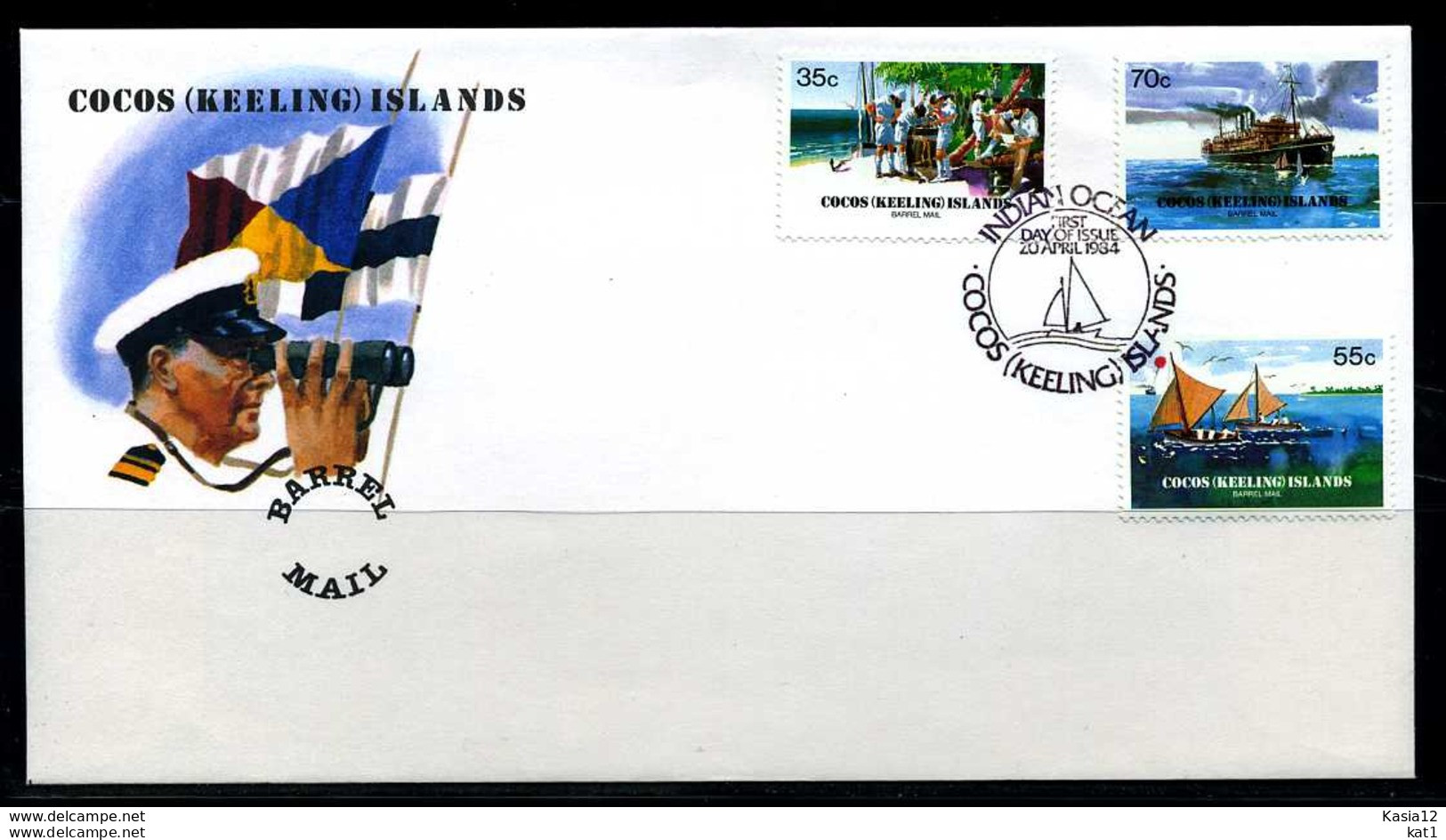 E01285)Kokosinseln FDC 115/7 Fasspost - Cocos (Keeling) Islands