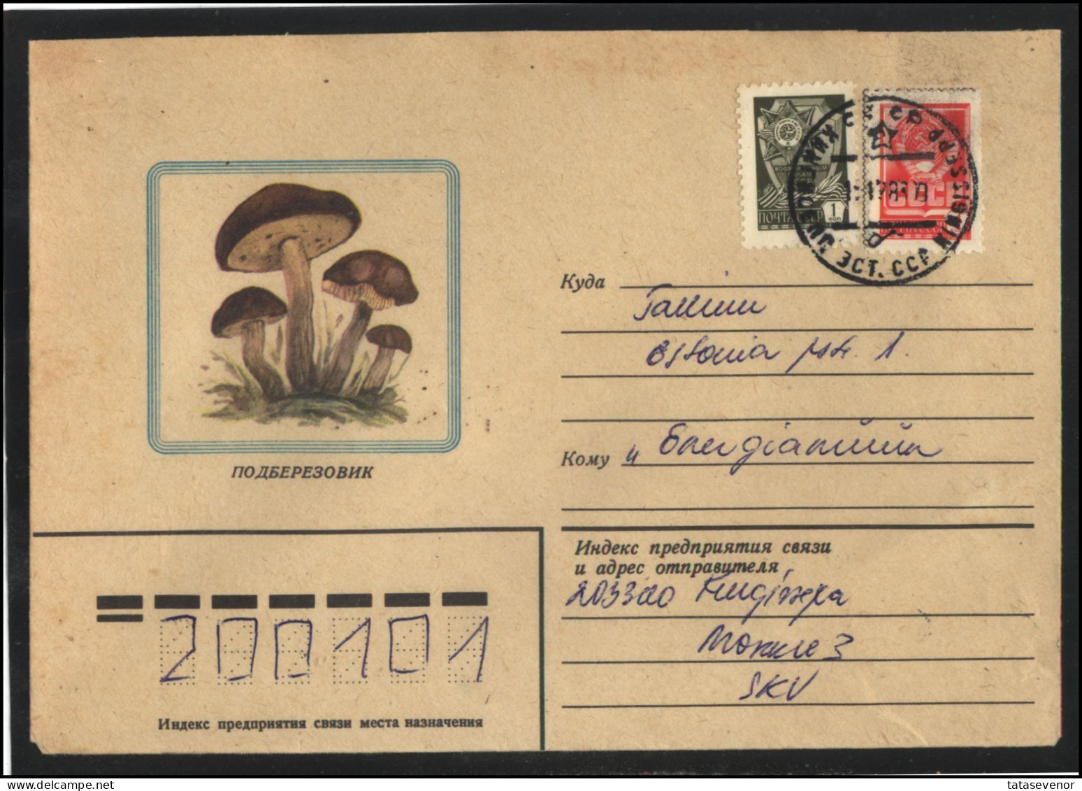 RUSSIA USSR Stationery USED ESTONIA  AMBL 1229 KINGISSEPP Mushrooms - Non Classés