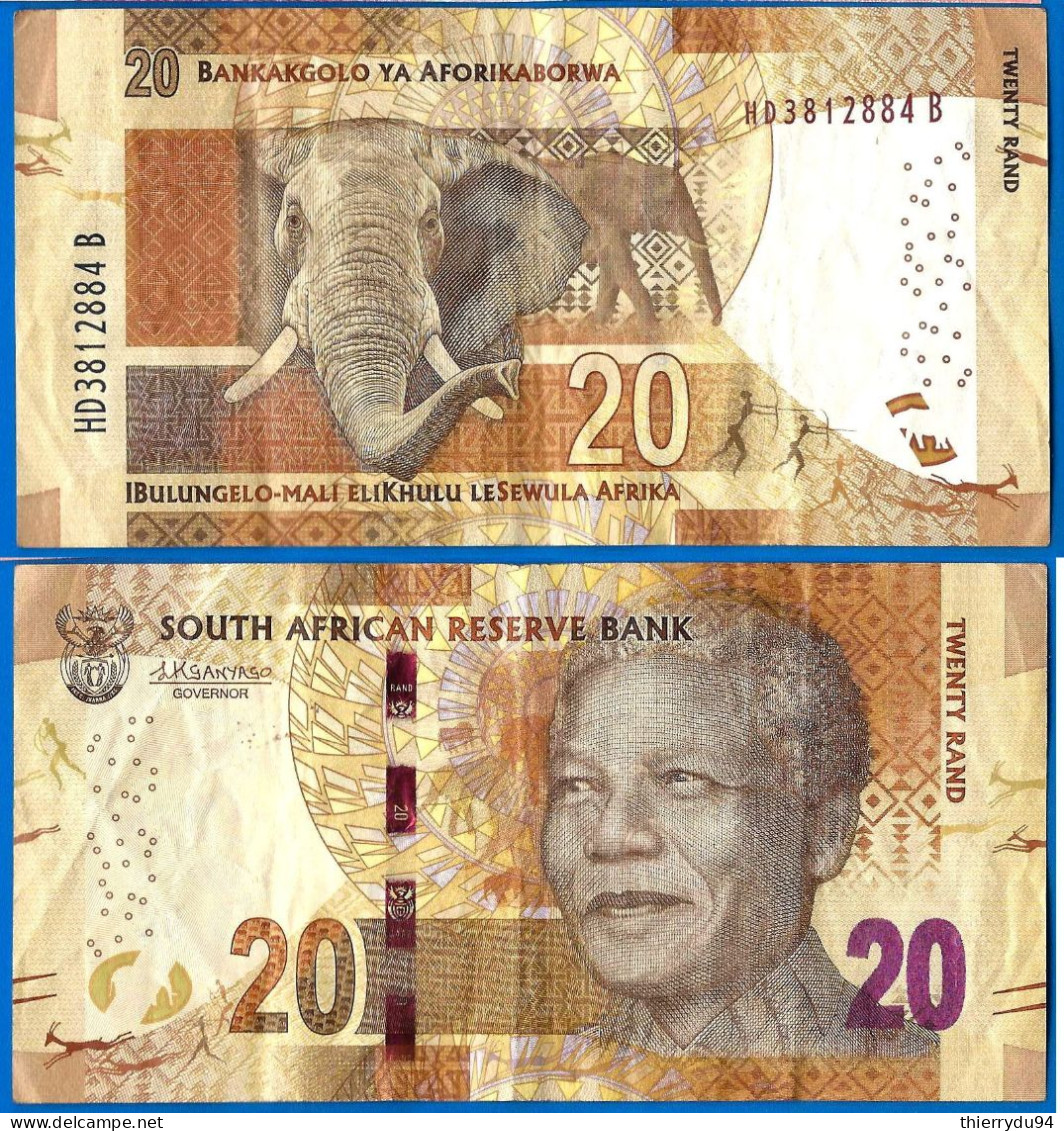 Afrique Du Sud 20 Rand 2015 Sign Kganyago Nelson Mandela Animal South Africa Que Prix + Port Billets Rands - Afrique Du Sud