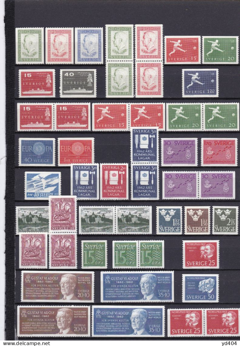 SE543 – SUEDE – SWEDEN – 1952-62 – LOT MVLH – Y&T # 369-500 – CV 49 € - Unused Stamps