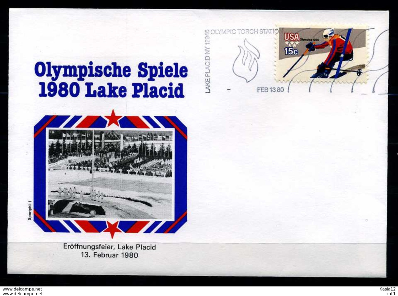 E07602)Olympia 80 Sonderbeleg Lace Placid 1980 - Hiver 1980: Lake Placid