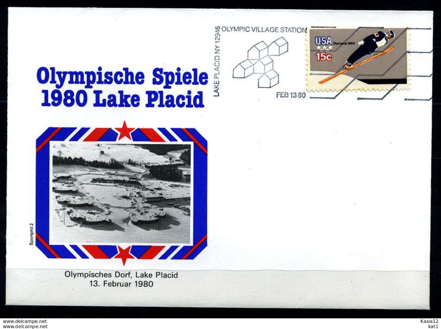 E07603)Olympia 80 Sonderbeleg Lace Placid 1980 - Invierno 1980: Lake Placid