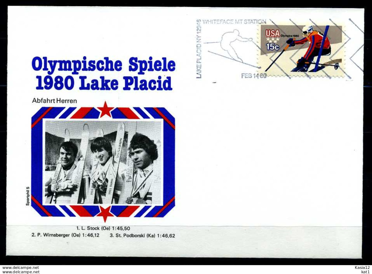 E07606)Olympia 80 Sonderbeleg Lace Placid 1980 - Invierno 1980: Lake Placid
