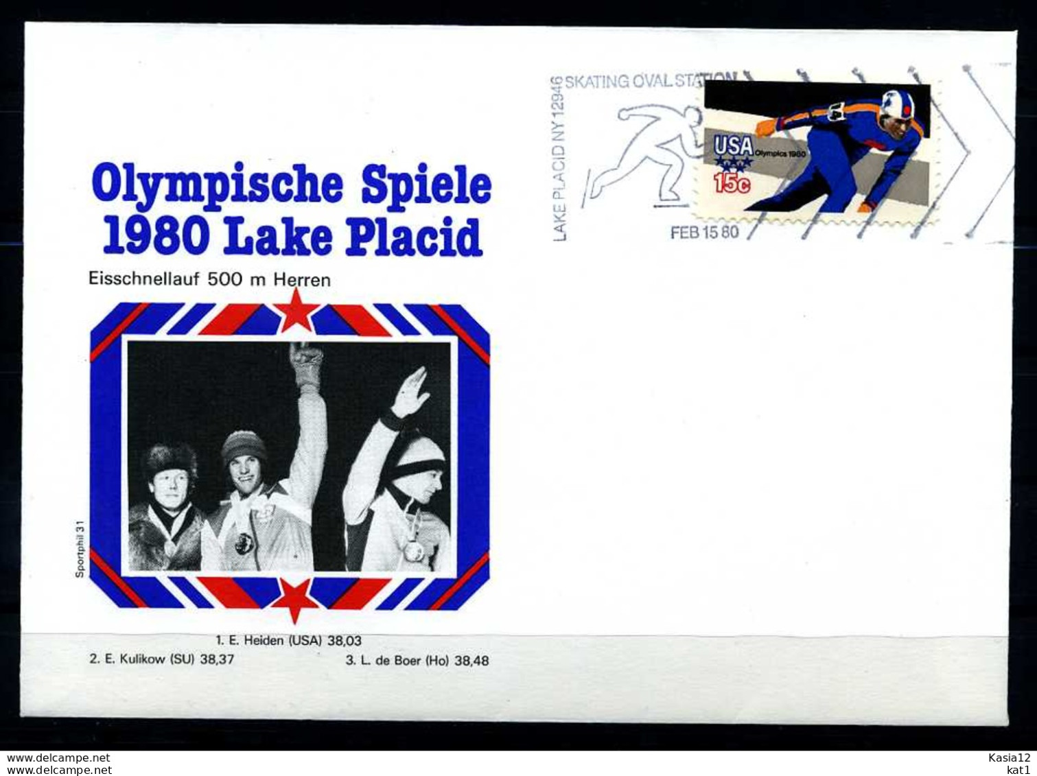 E07611)Olympia 80 Sonderbeleg Lace Placid 1980 - Hiver 1980: Lake Placid