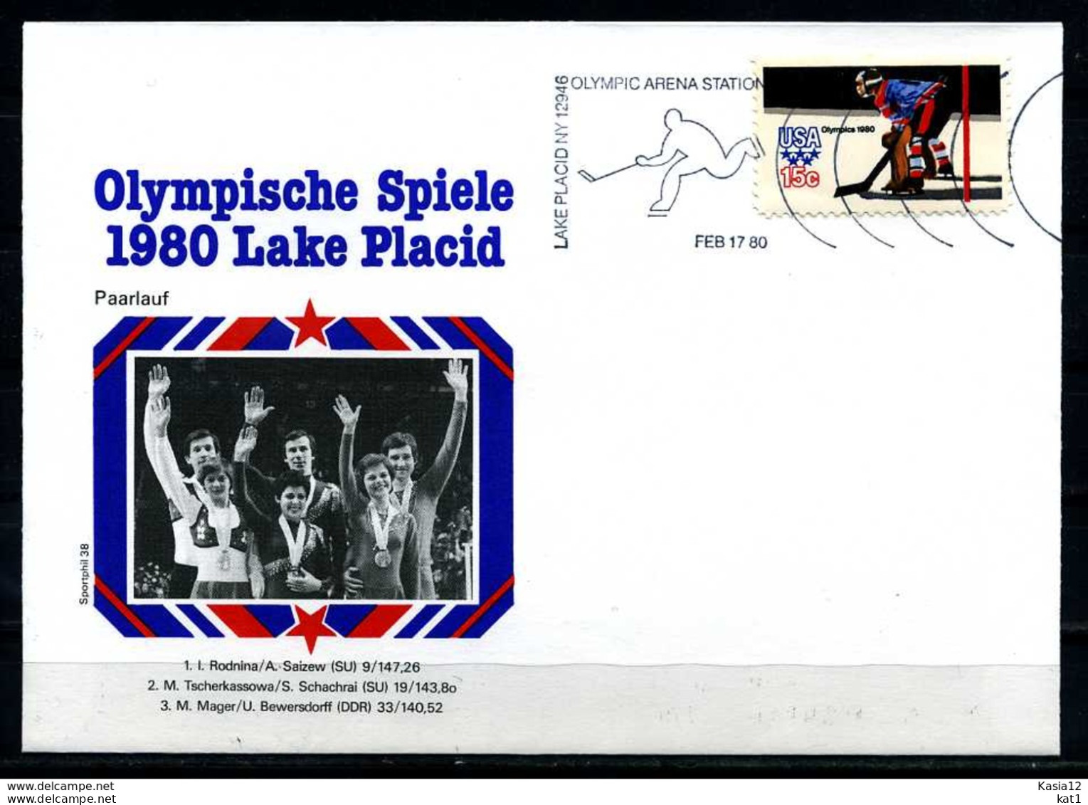 E07621)Olympia 80 Sonderbeleg Lace Placid 1980 - Invierno 1980: Lake Placid