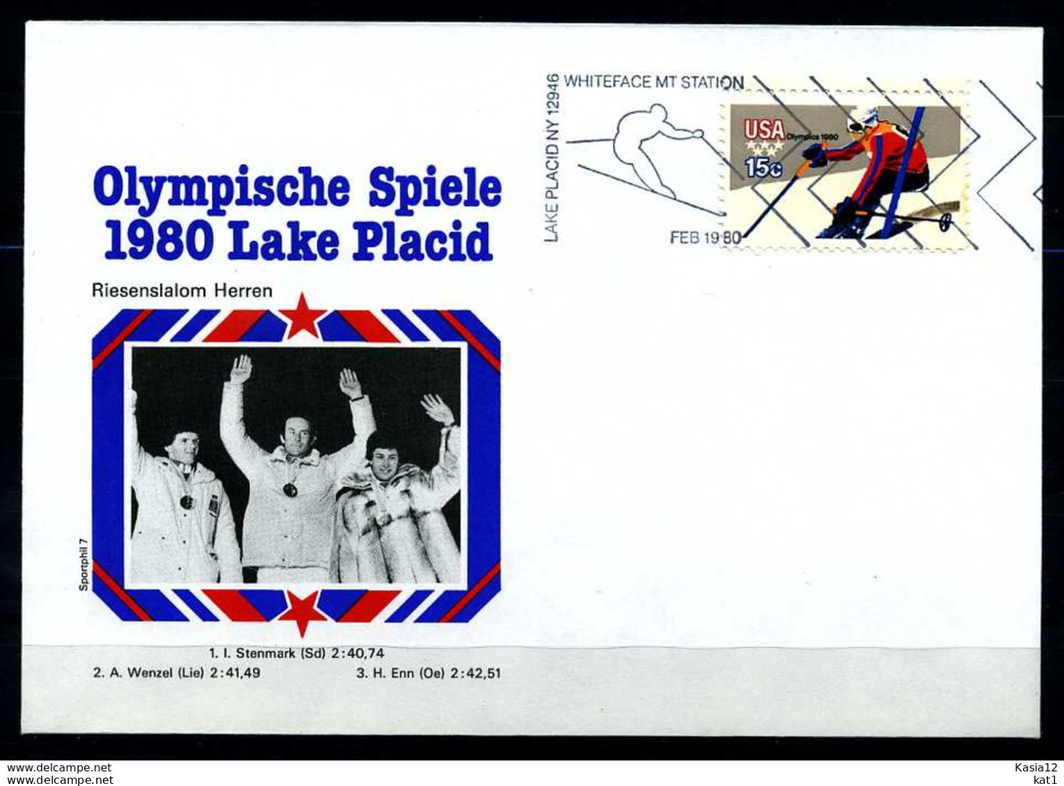 E07623)Olympia 80 Sonderbeleg Lace Placid 1980 - Hiver 1980: Lake Placid