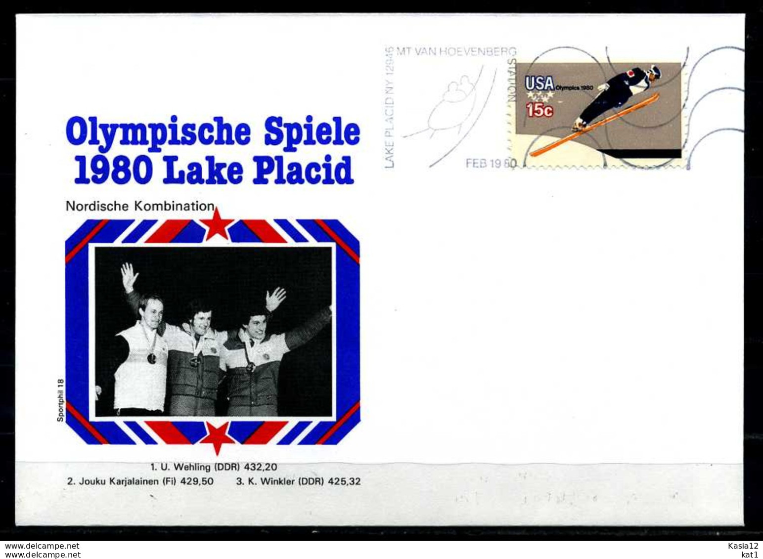 E07625)Olympia 80 Sonderbeleg Lace Placid 1980 - Invierno 1980: Lake Placid