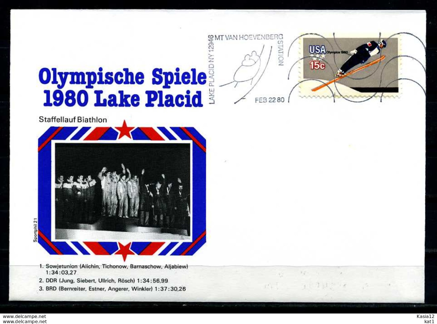 E07636)Olympia 80 Sonderbeleg Lace Placid 1980 - Invierno 1980: Lake Placid