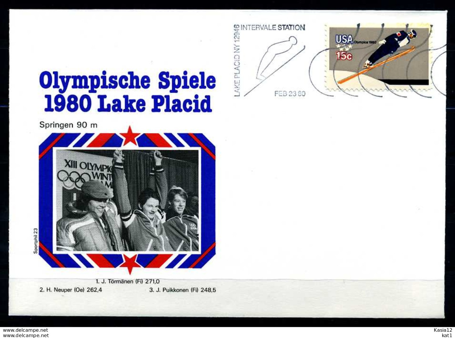 E07639)Olympia 80 Sonderbeleg Lace Placid 1980 - Hiver 1980: Lake Placid