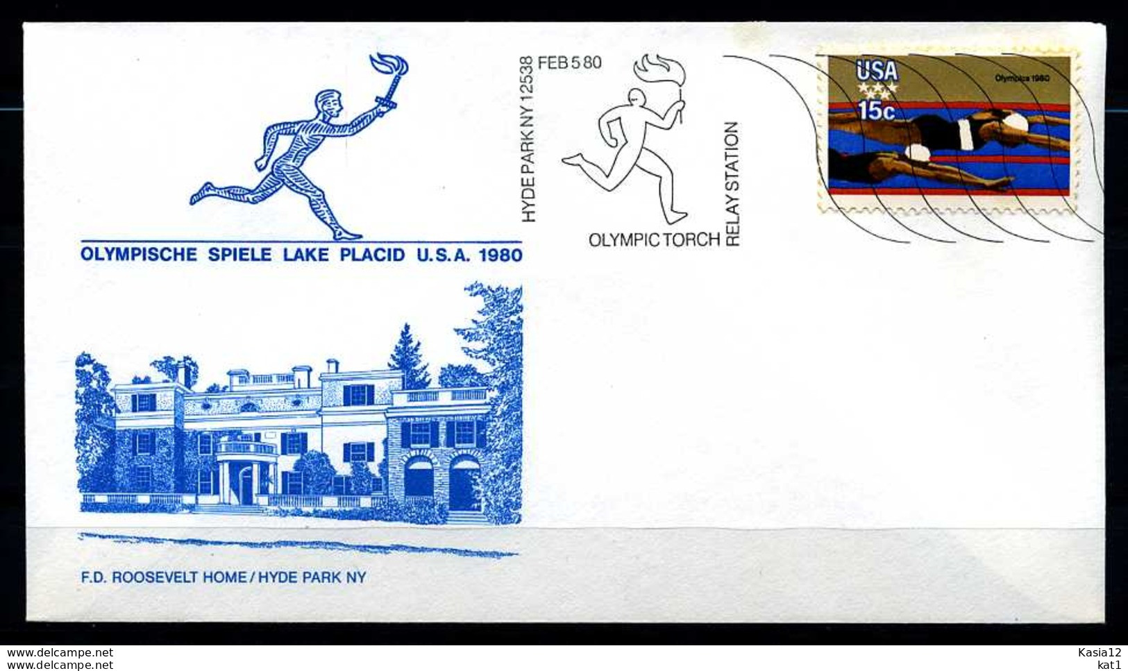 E07654)Olympia 80 USA Sonderbeleg Lace Placid 1980 - Hiver 1980: Lake Placid