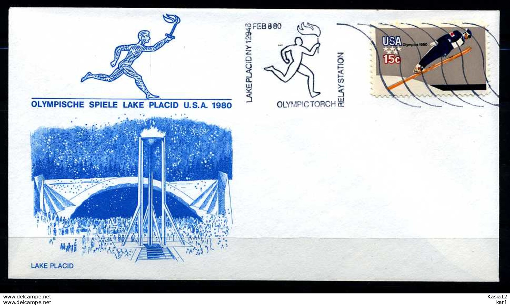 E07658)Olympia 80 USA Sonderbeleg Lace Placid 1980 - Invierno 1980: Lake Placid