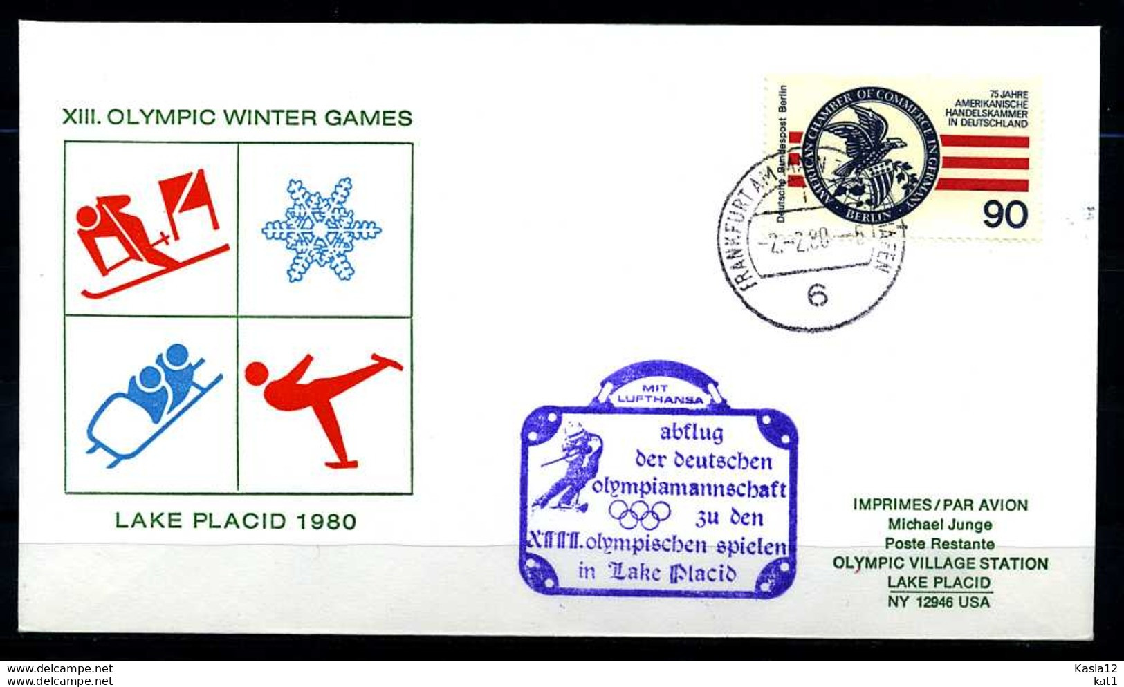 E07789)Olympia 80 Berlin Sonderbeleg Lake Placid - Hiver 1980: Lake Placid