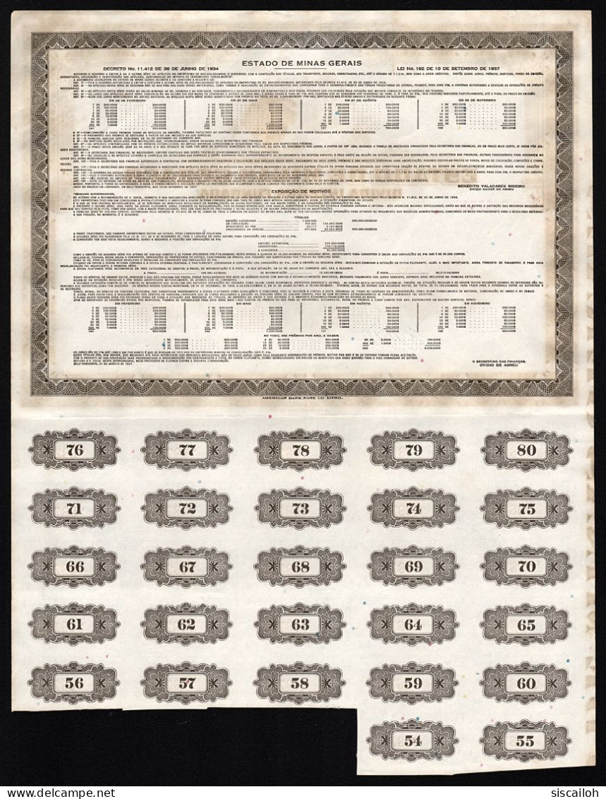 1937 Brazil: State Of Minas Geraes - Estado De Minas Geraes - Autres & Non Classés