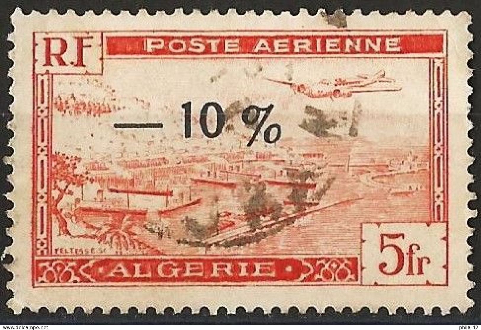 Algeria 1947 - Mi 258 - YT Pa1A ( Airplane Potez 56 Over Algiers Harbor ) - Airmail