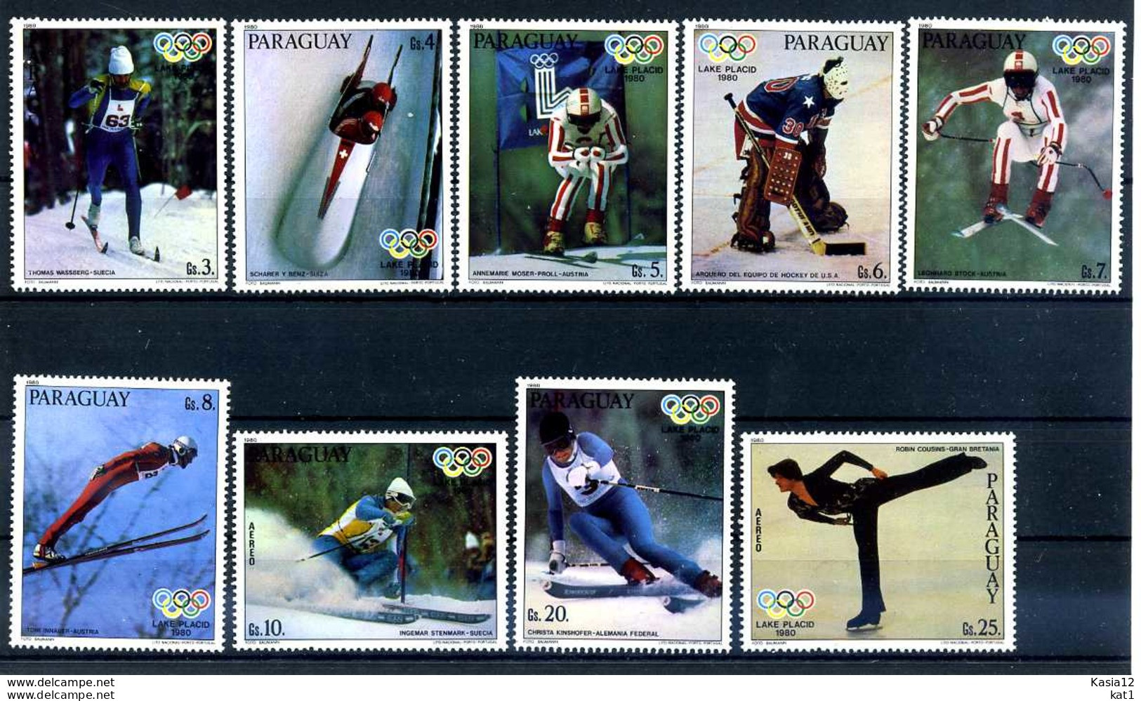 E23720)Olympia 80, Paraguay 3281/9** + 3281/9 Blockbogen** - Winter 1980: Lake Placid