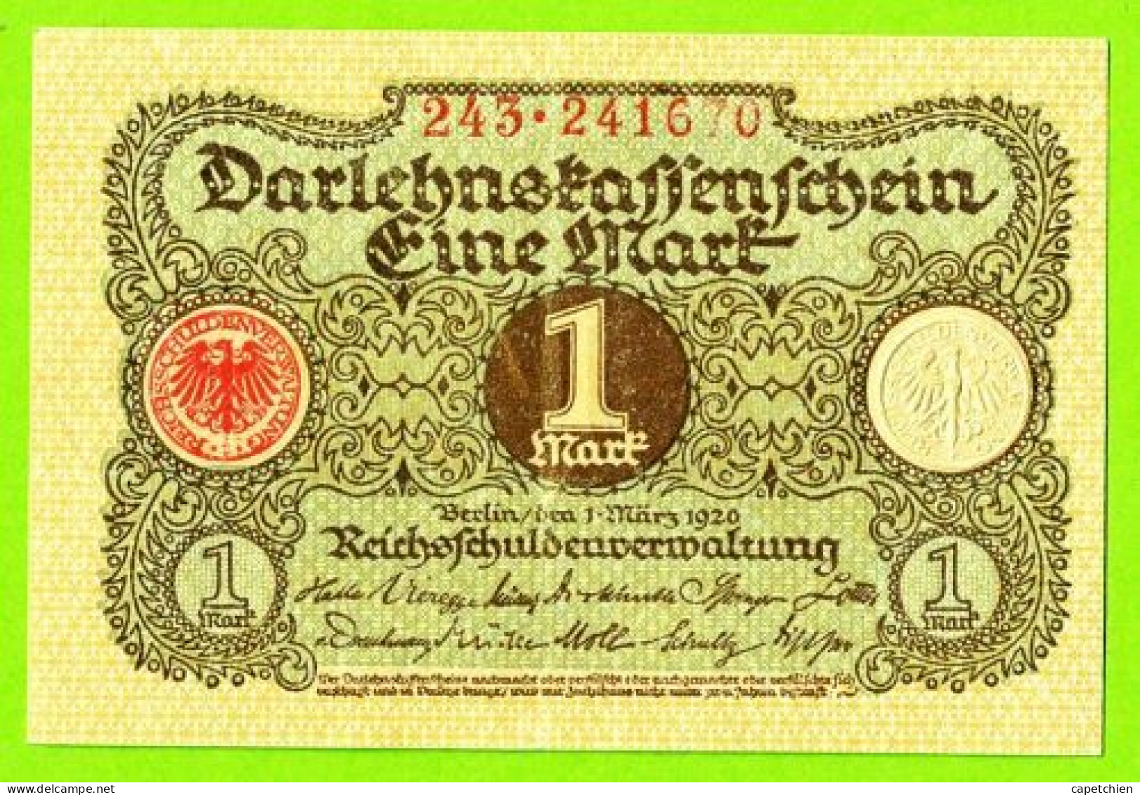 ALLEMAGNE / 1 MARK  /  01/03/1920 / ETAT NEUF - 1 Rentenmark