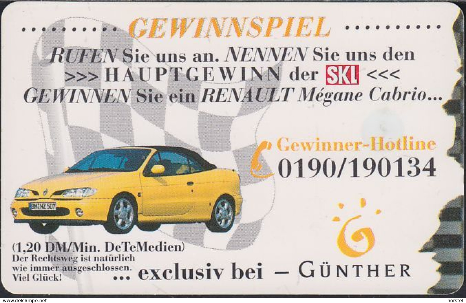 GERMANY R02/98 - SKL - Günther Staatliche Lotterie - Auto - Renault Megane Cabrio - Modul 20 - R-Reeksen : Regionaal