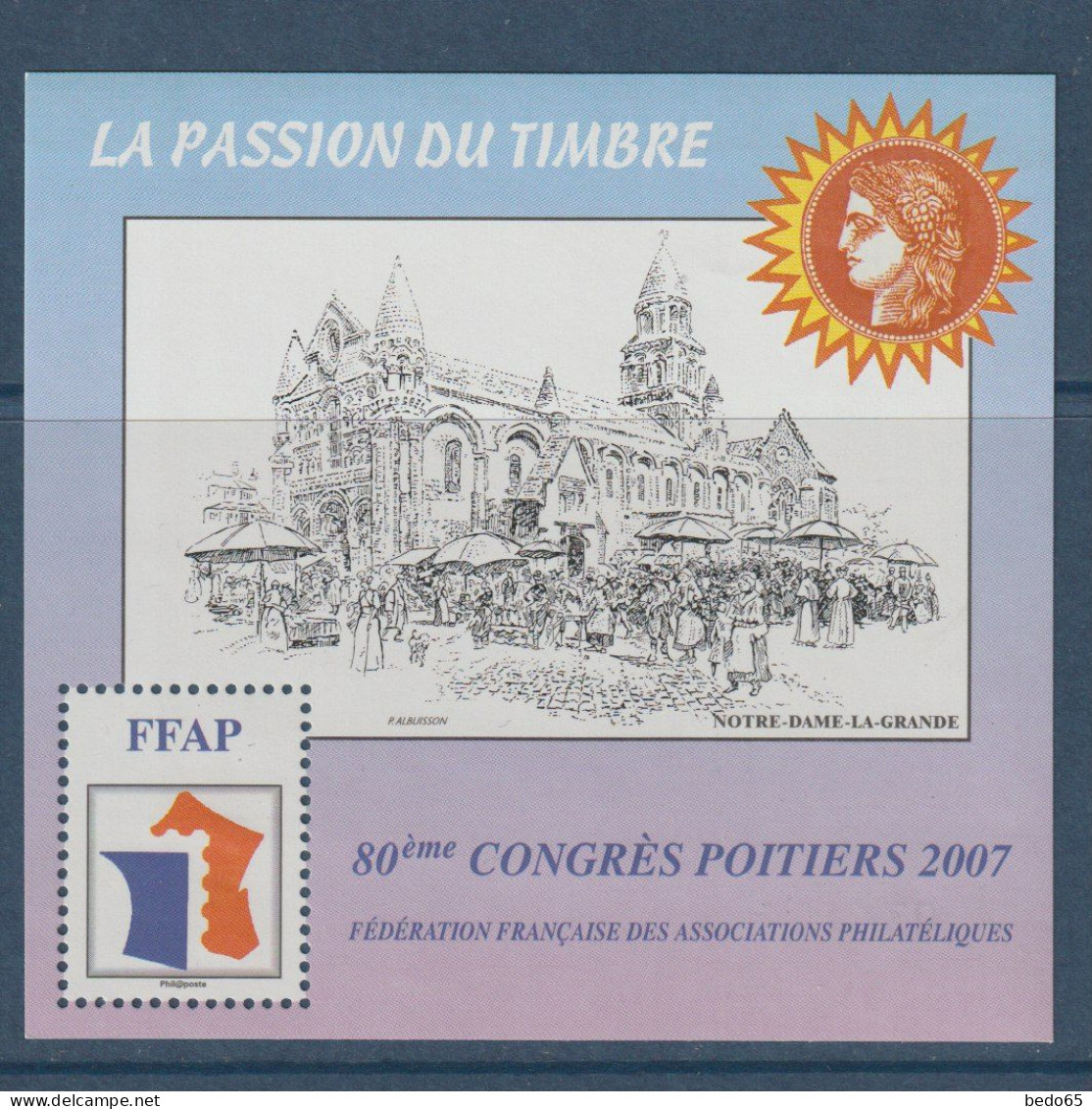 BLOC FEUILLE F.F.A.P ANNEE 2007 N° 1 NEUF** LUXE SANS CHARNIERE / Hingeless / MNH - FFAP