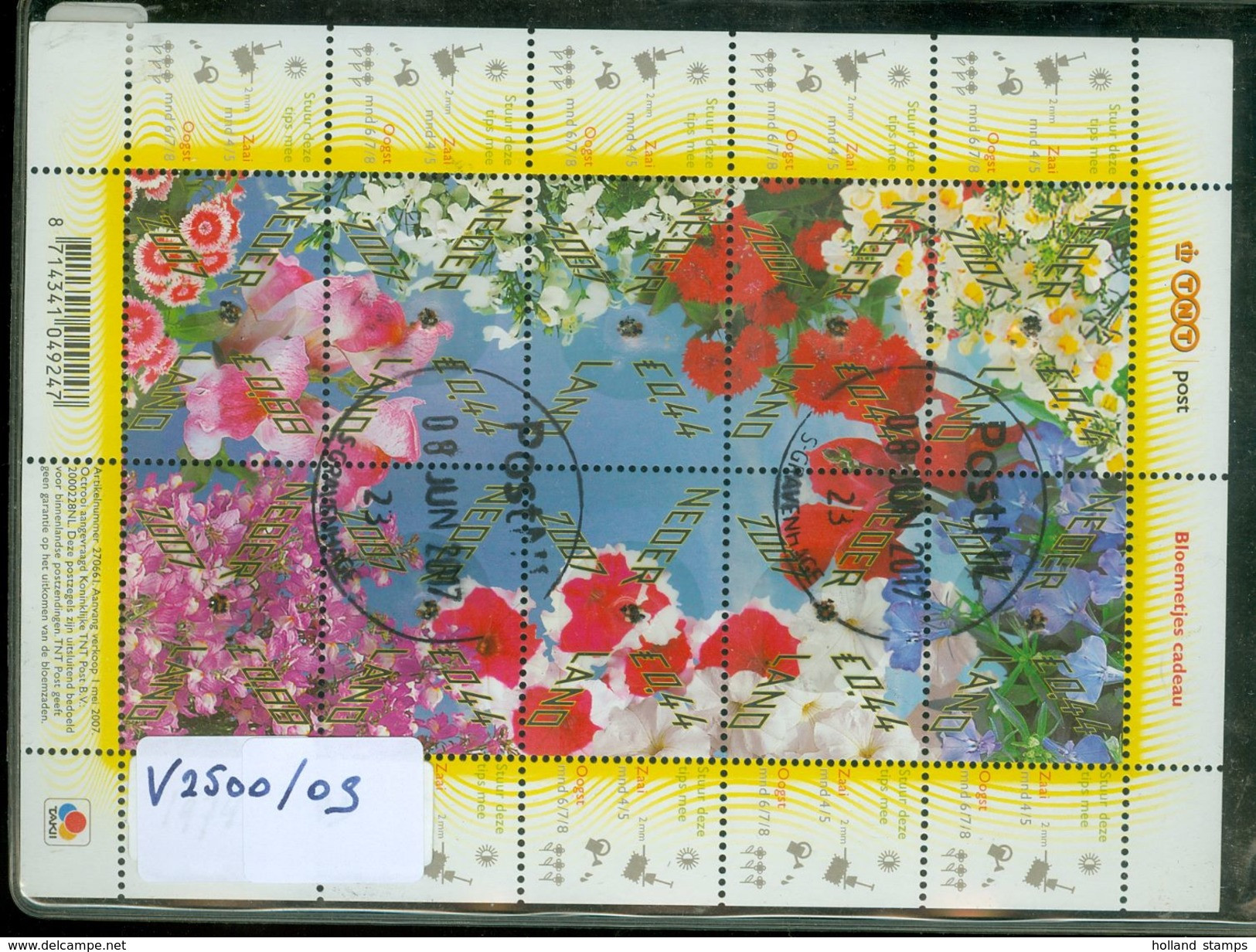 NEDERLAND * BLOK NVPH V 2500 - 2509 * GEBRUIKT * BLOCK * Bloc * NIEDERLANDE * NETHERLANDS Utilise * 8 X 44 + 2 X 88 Ct - Oblitérés