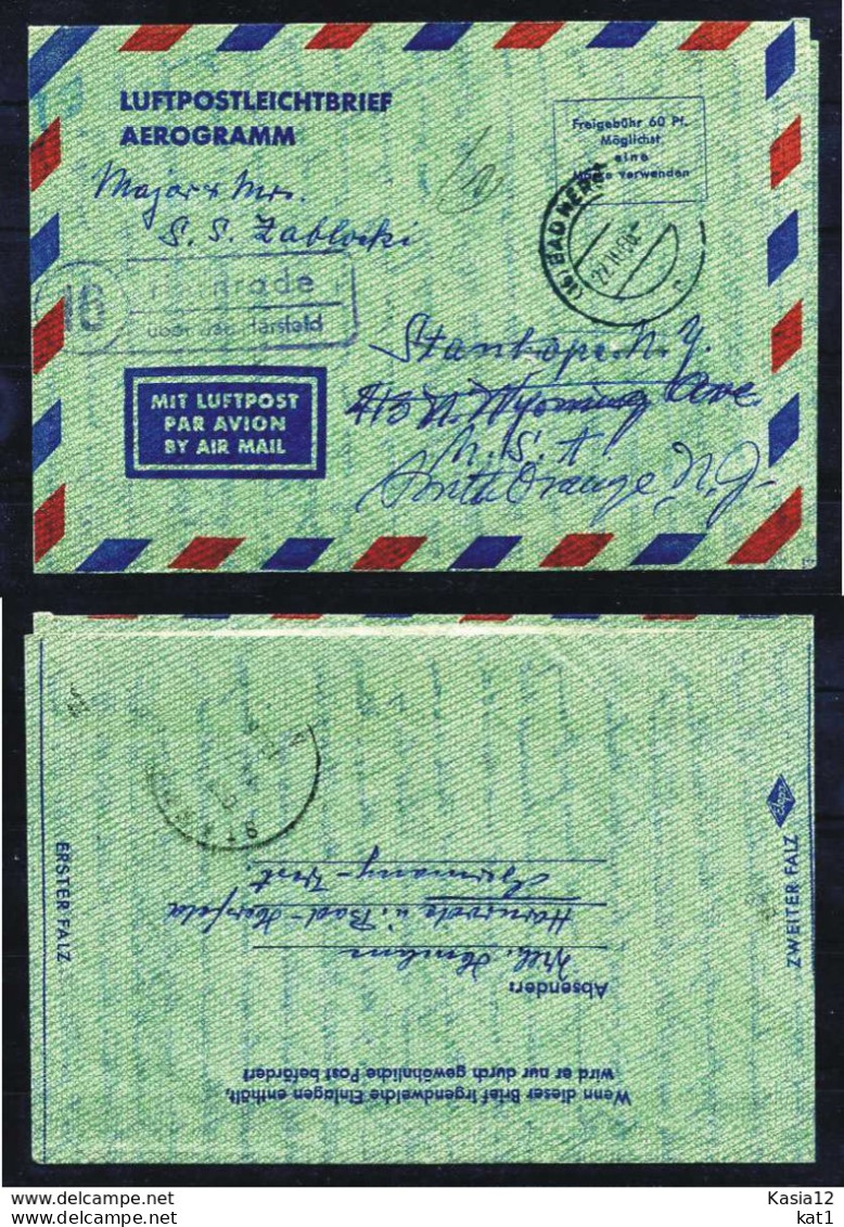 Z11540)Bund Interessante LUPO-GA 1956 In Die USA Gelaufen - Enveloppes Privées - Oblitérées