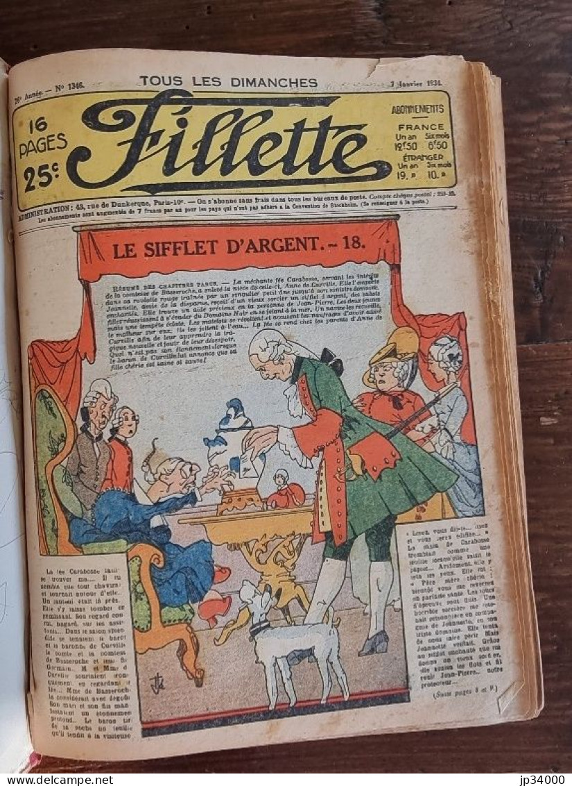 Reliure Fillette 1934 (reliure Annuelle 26e Année) Avec L'espiègle Lili. - Lili L'Espiègle