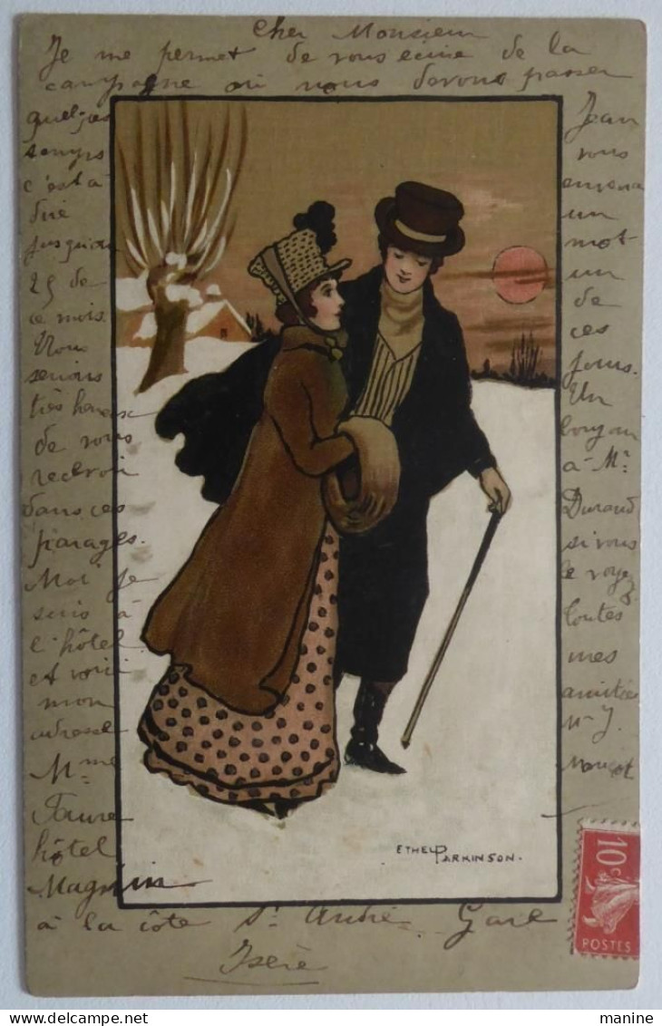 ETHEL PARKINSON - Couple Dans La Neige - CPA 1907 Voir Ambulants - Parkinson, Ethel