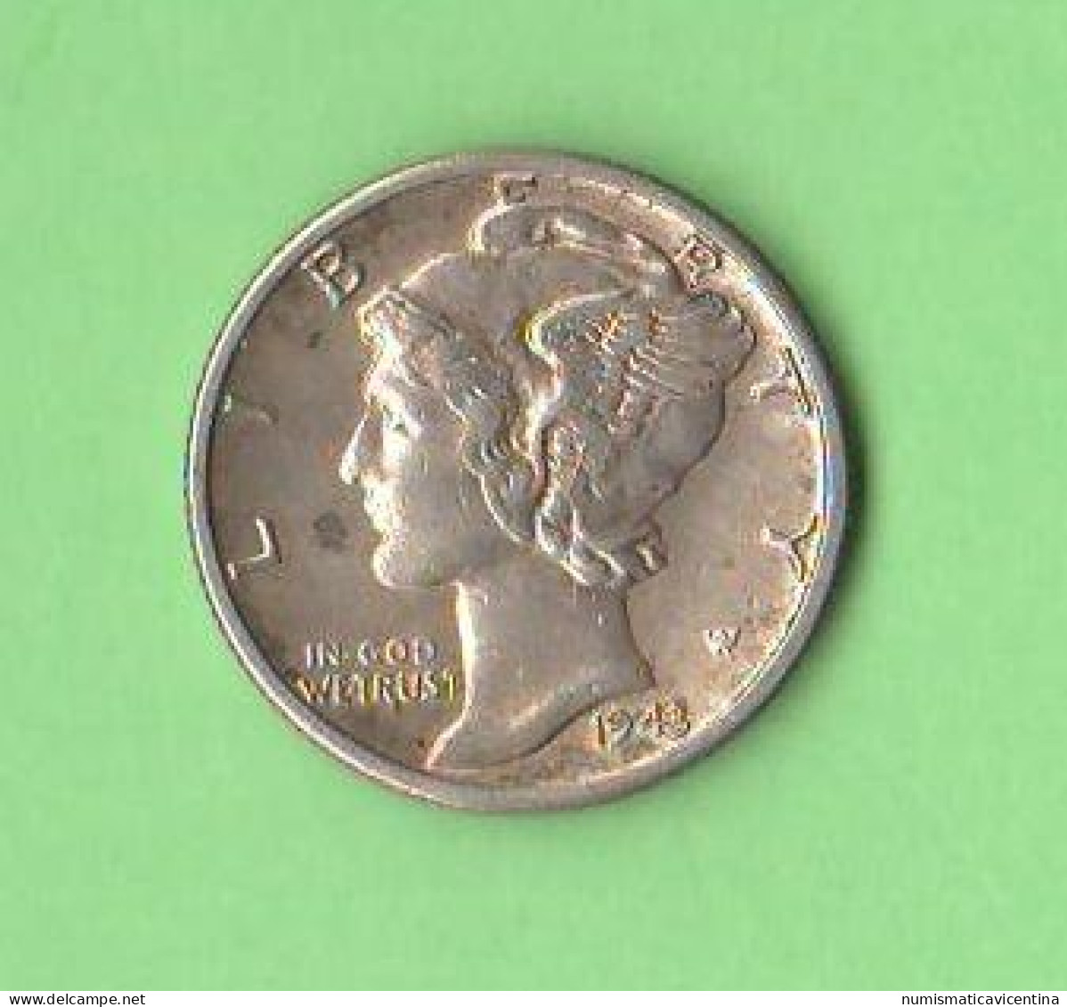 America 1 Dime 1943 D Silver Coin Mercury USA - 1916-1945: Mercury (kwik)