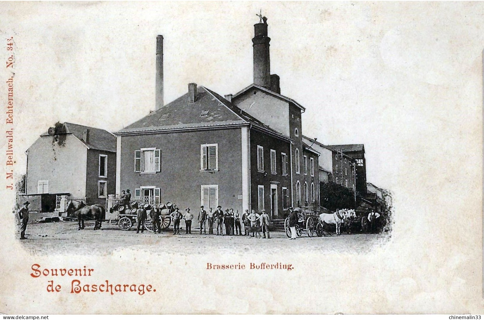 LUXEMBOURG SOUVENIR DE BASCHARAGE BRASSERIE BOFFERDIUG TRES BELLE  ANIMATION  9X14 REIMPRESSION DE CARTES ANCIENNES - Bascharage / Niederkerschen