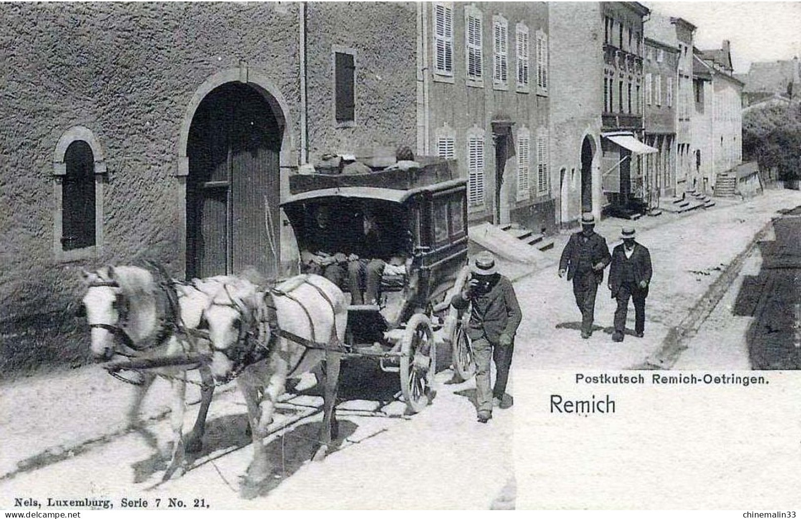 LUXEMBOURG REMICH POSTKUTSCH ROMICH OETRINGEN TRES BELLE  ANIMATION  9X14 REIMPRESSION DE CARTES ANCIENNES - Remich