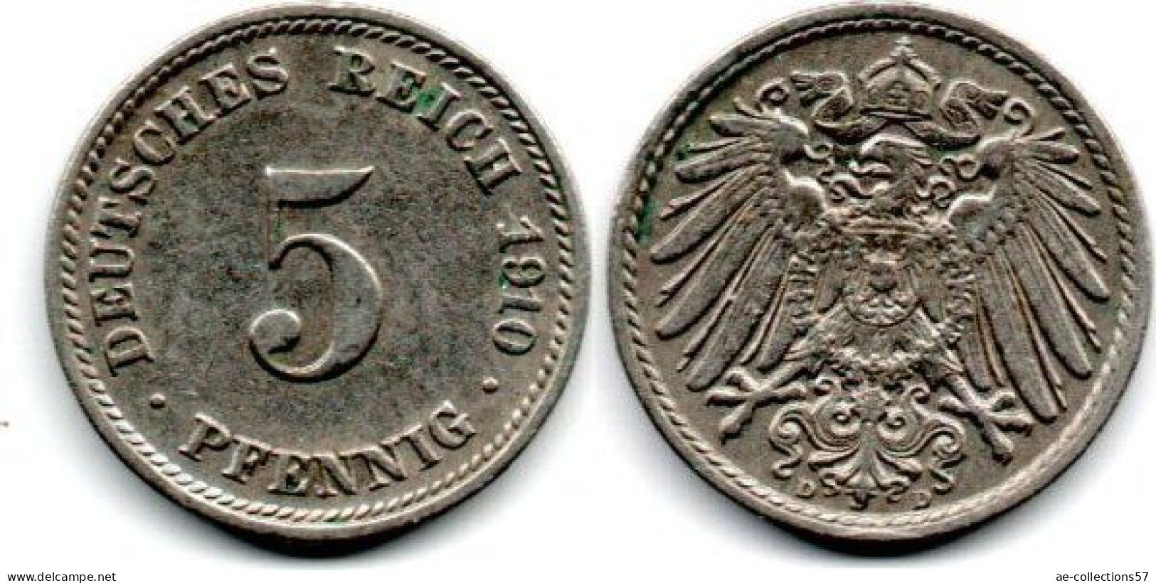 MA 29062  / Allemagne - Deutschland - Germany 5 Pfennig 1910 D TTB+ - 5 Pfennig