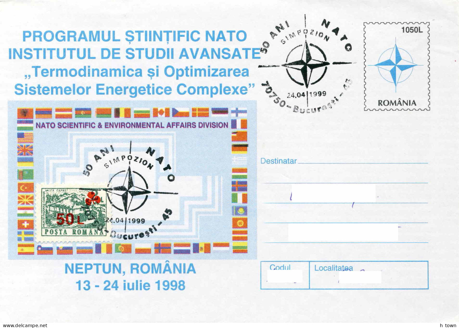 224  OTAN : PAP De La Roumanie, 1999 - NATO: Postsal Stationery Cover From Romania - OTAN