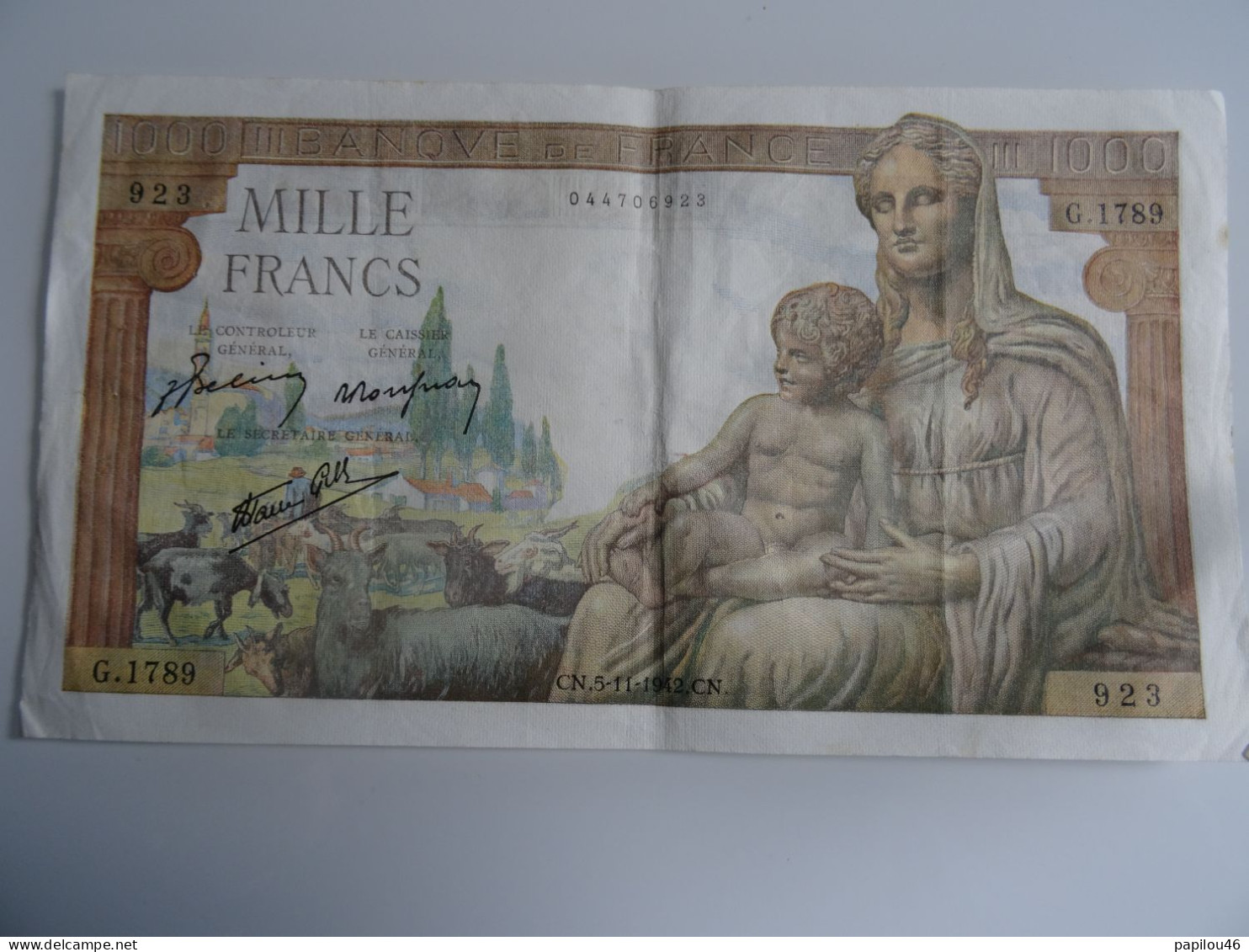 Suite De 2 Billets 1000 F DEMETER 5.11.1942 - 1 000 F 1942-1943 ''Déesse Déméter''