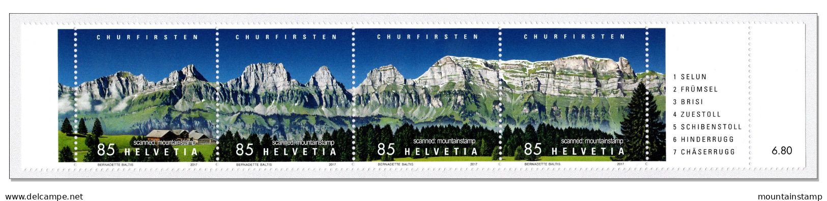Switzerland 2017 (02/2017) Churfirsten Mountains Berge Montagnes Montagne MNH ** (not Folded) - Unused Stamps