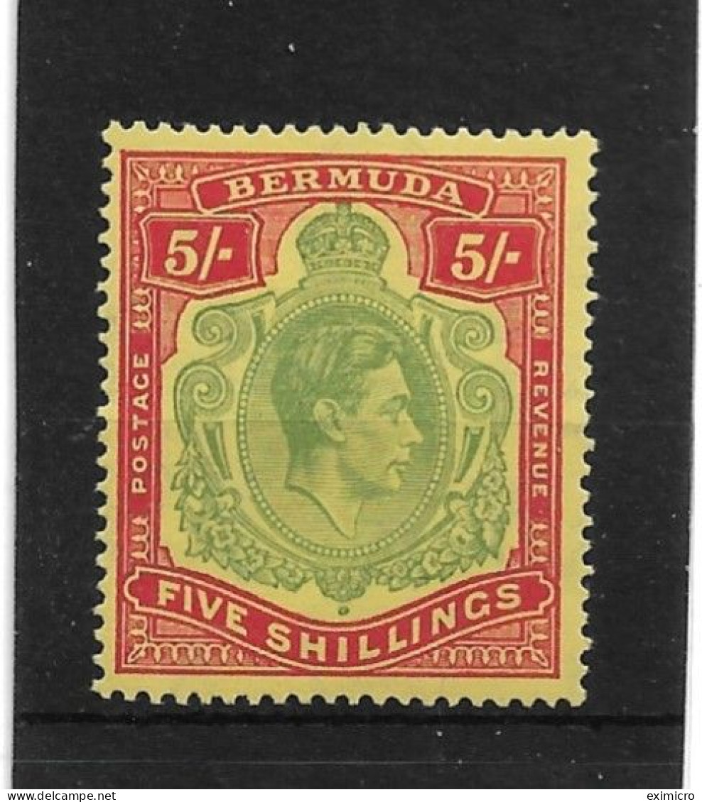 BERMUDA 1943 5s PALE BLUISH GREEN AND CARMINE-RED/PALE YELLOW SG 118d ORDINARY PAPER UNMOUNTED MINT Cat £110 - Bermuda