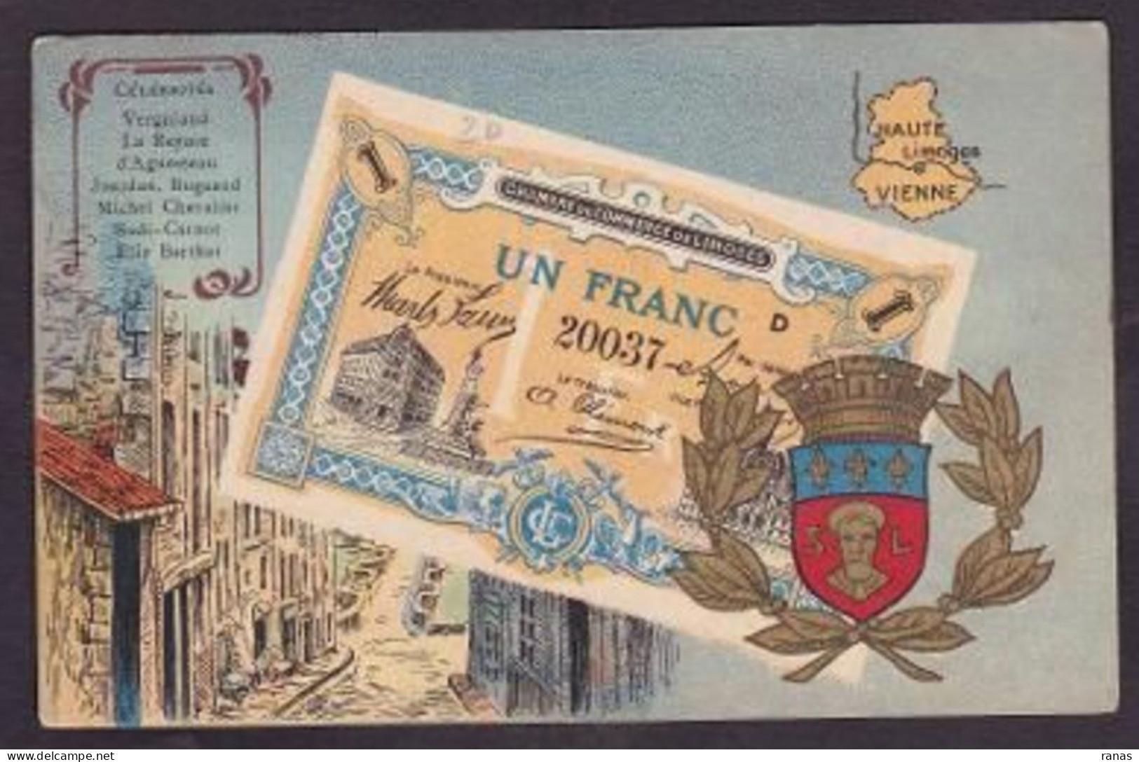 CPA Billet De Banque Banknote Non Circulé Billet De Nécessité Limoges - Monnaies (représentations)