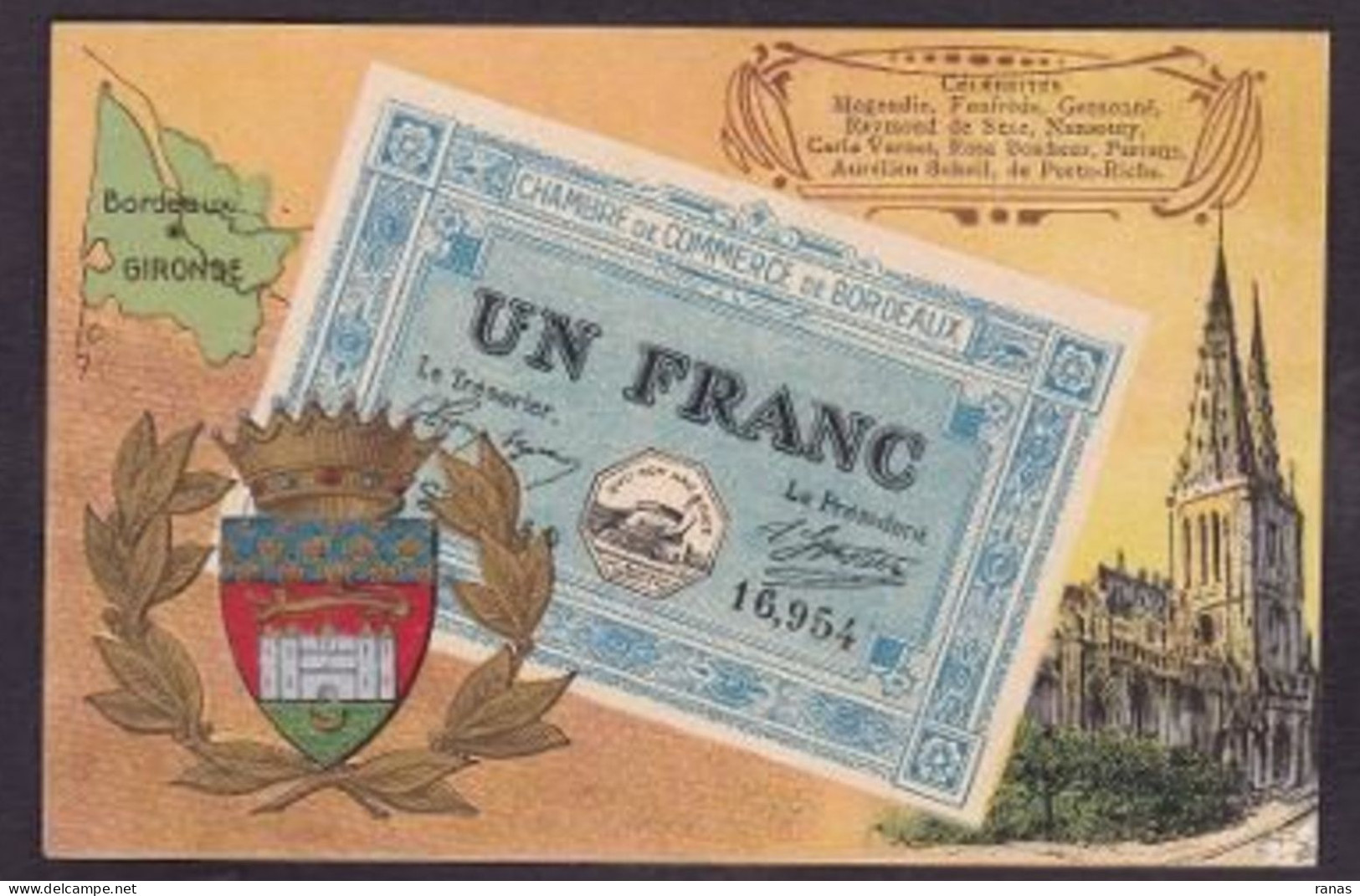 CPA Billet De Banque Banknote écrite Billet De Nécessité Bordeaux - Monnaies (représentations)