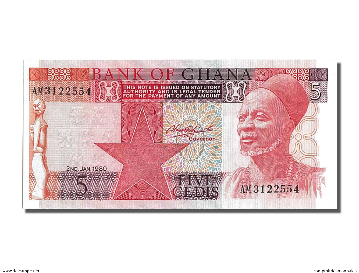 Billet, Ghana, 5 Cedis, 1980, 1980-01-02, NEUF - Ghana