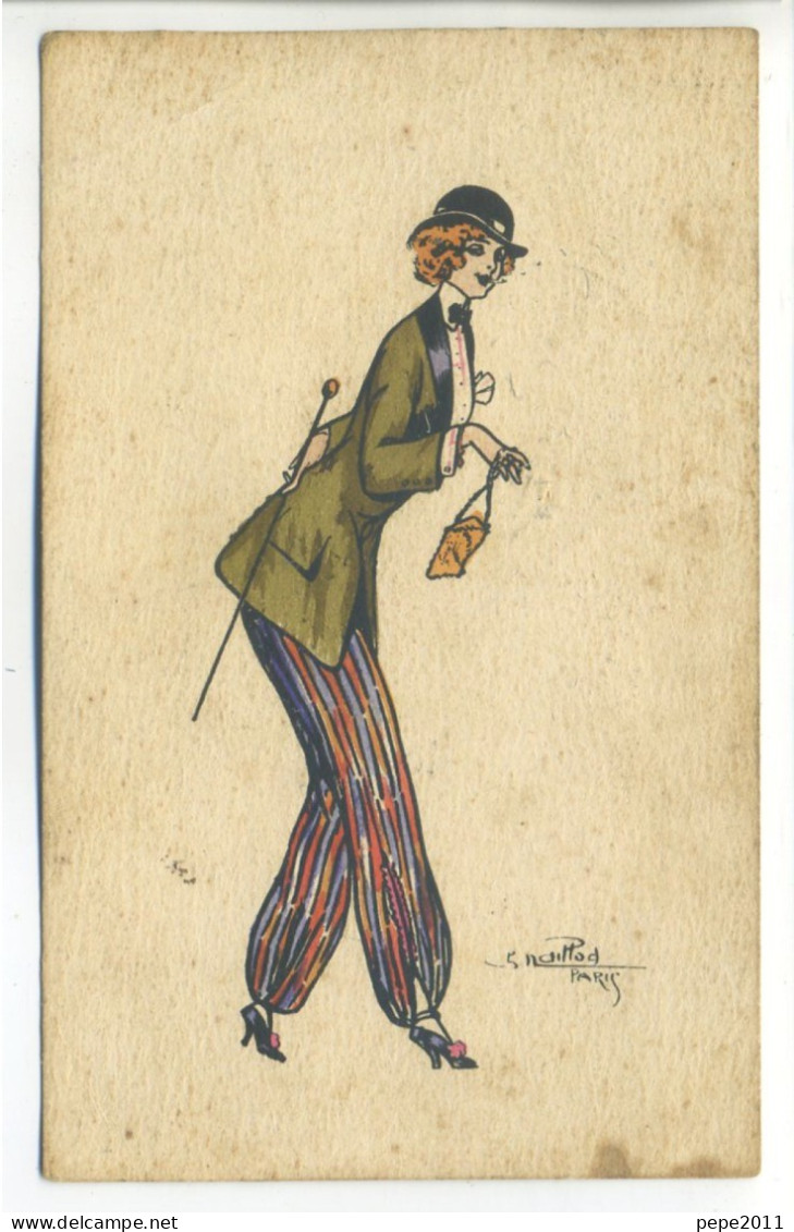 CPA Aquarellée  Illustrateur Ch. NAILLOT - La Mode Art Nouveau - Jeune Femme En Pantalon - Naillod
