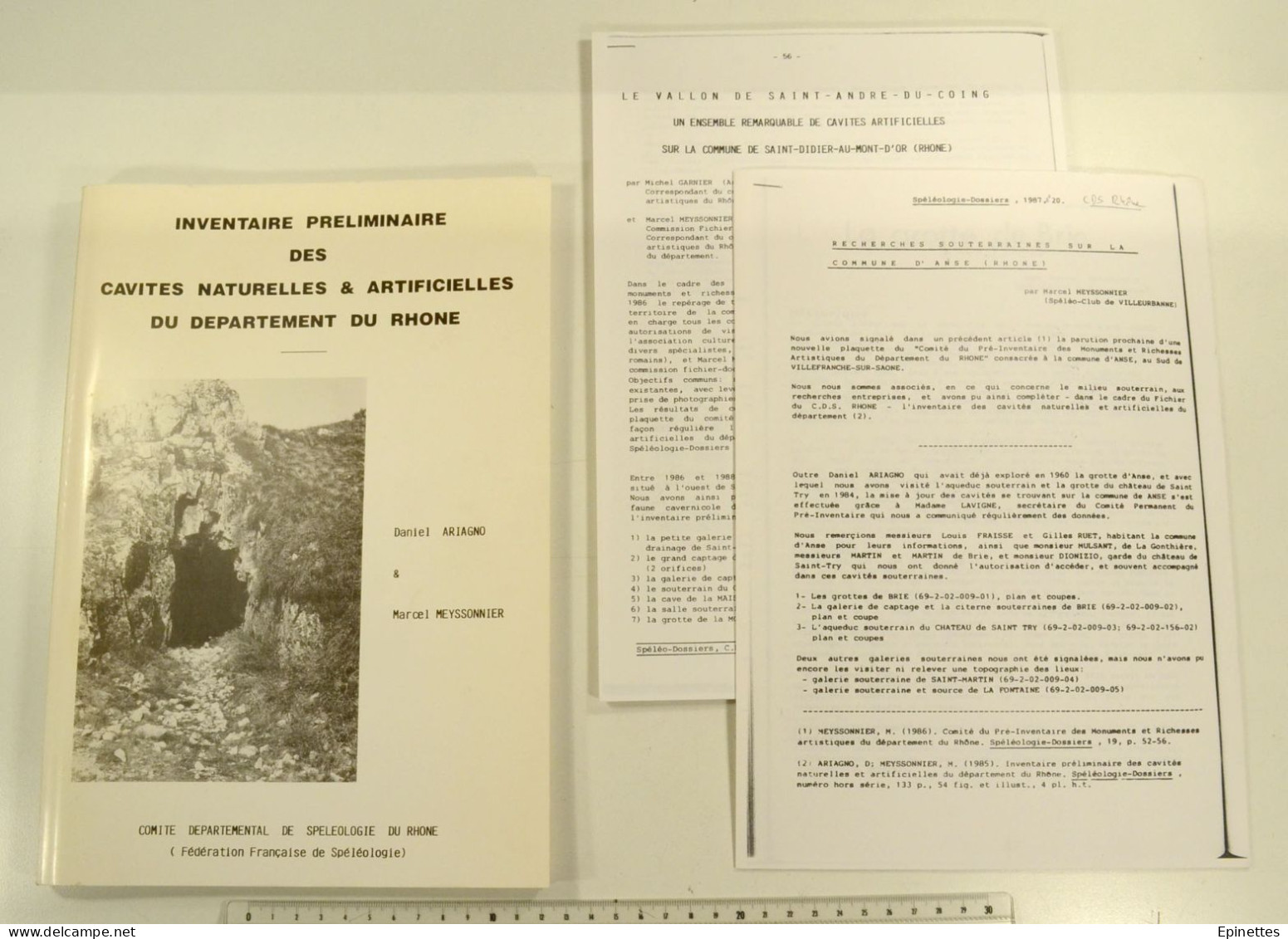 Inventaire Prélim. Cavités Naturelles Et Artificielles Du Dépt. Du Rhône, 1985, CDSR/FFS + DONNE 2 Docs Spéléologie 69 - Rhône-Alpes