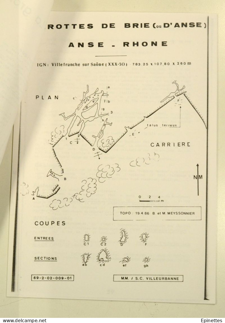 Inventaire prélim. Cavités naturelles et artificielles du Dépt. du Rhône, 1985, CDSR/FFS + DONNE 2 docs spéléologie 69