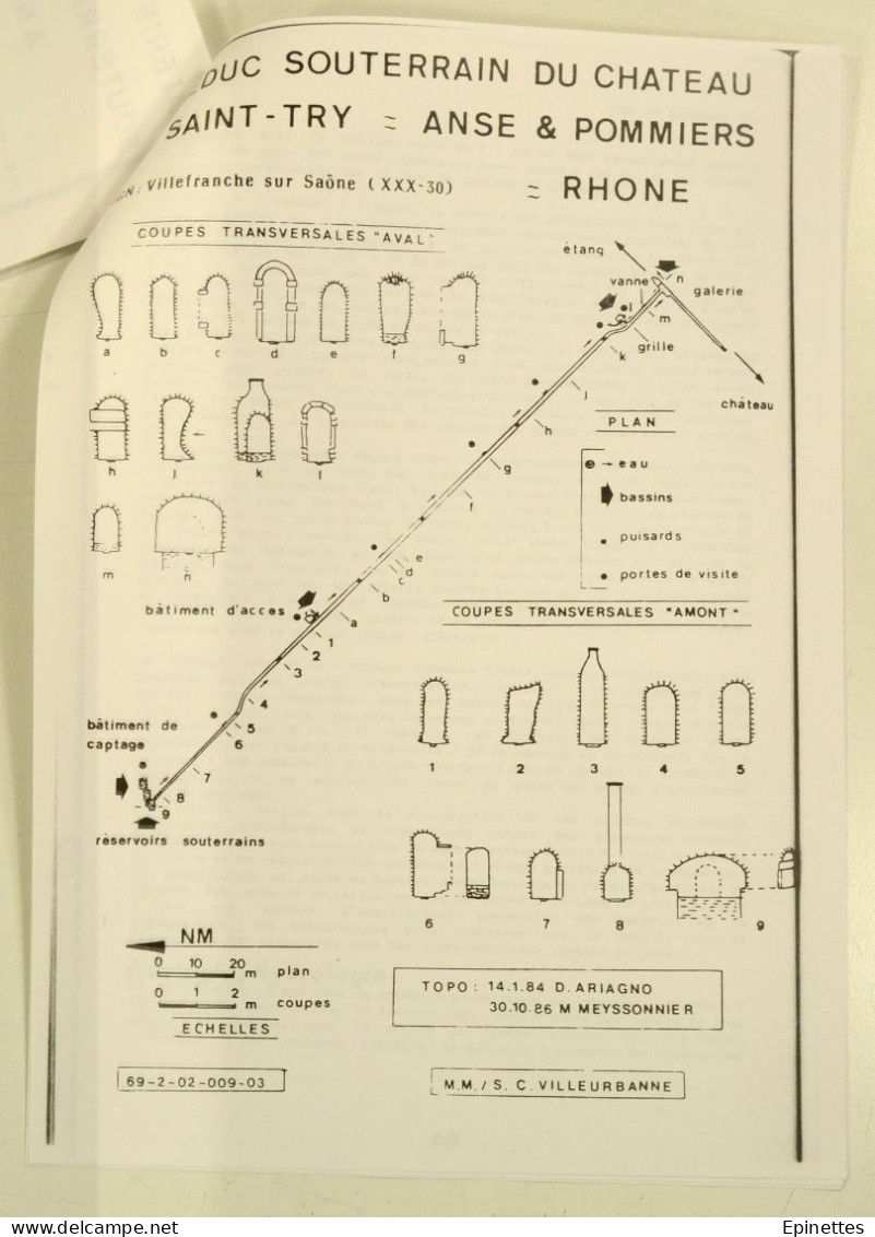 Inventaire prélim. Cavités naturelles et artificielles du Dépt. du Rhône, 1985, CDSR/FFS + DONNE 2 docs spéléologie 69