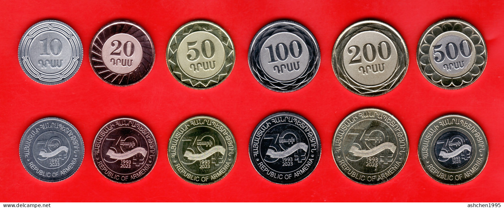 Armenien/Armenie/Armenia 2023, 30 Years Of National Currency, Jubilee Circulation 6 Coins - UNC - Armenien