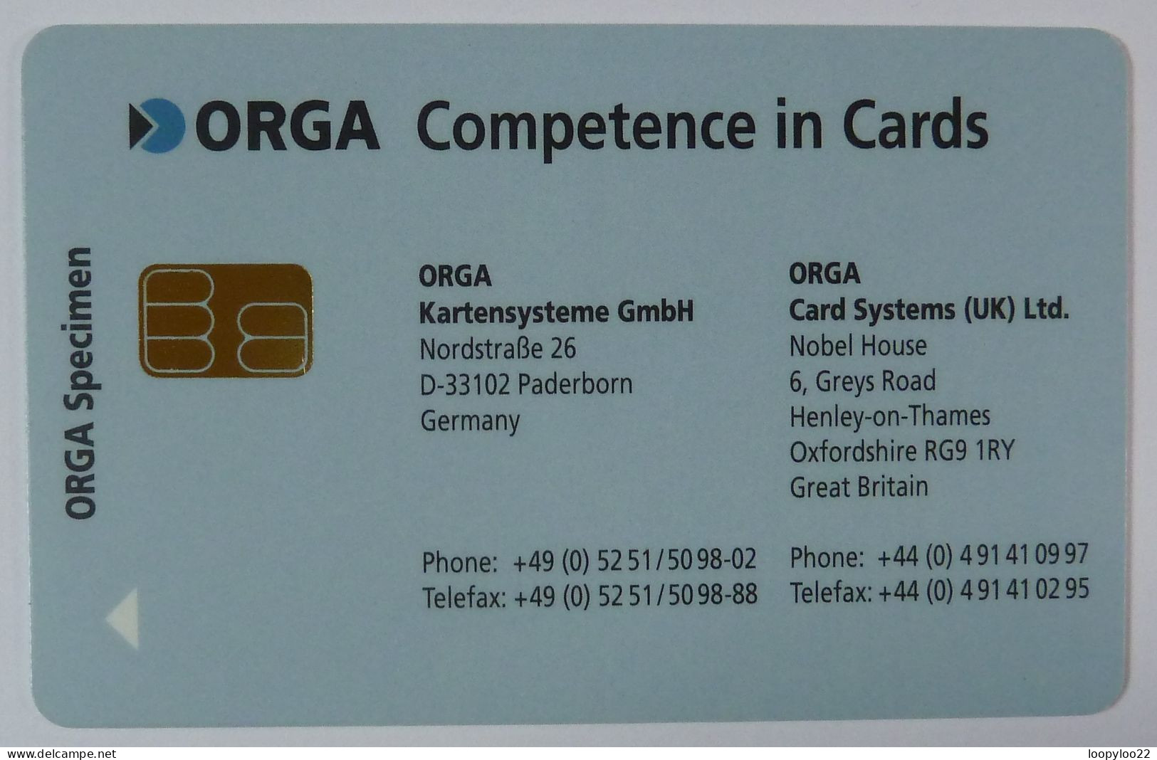 GERMANY / UK - ORGA - GSM Test Equipment - Dr Sim - Specimen - Fascimile Chip - [2] Prepaid