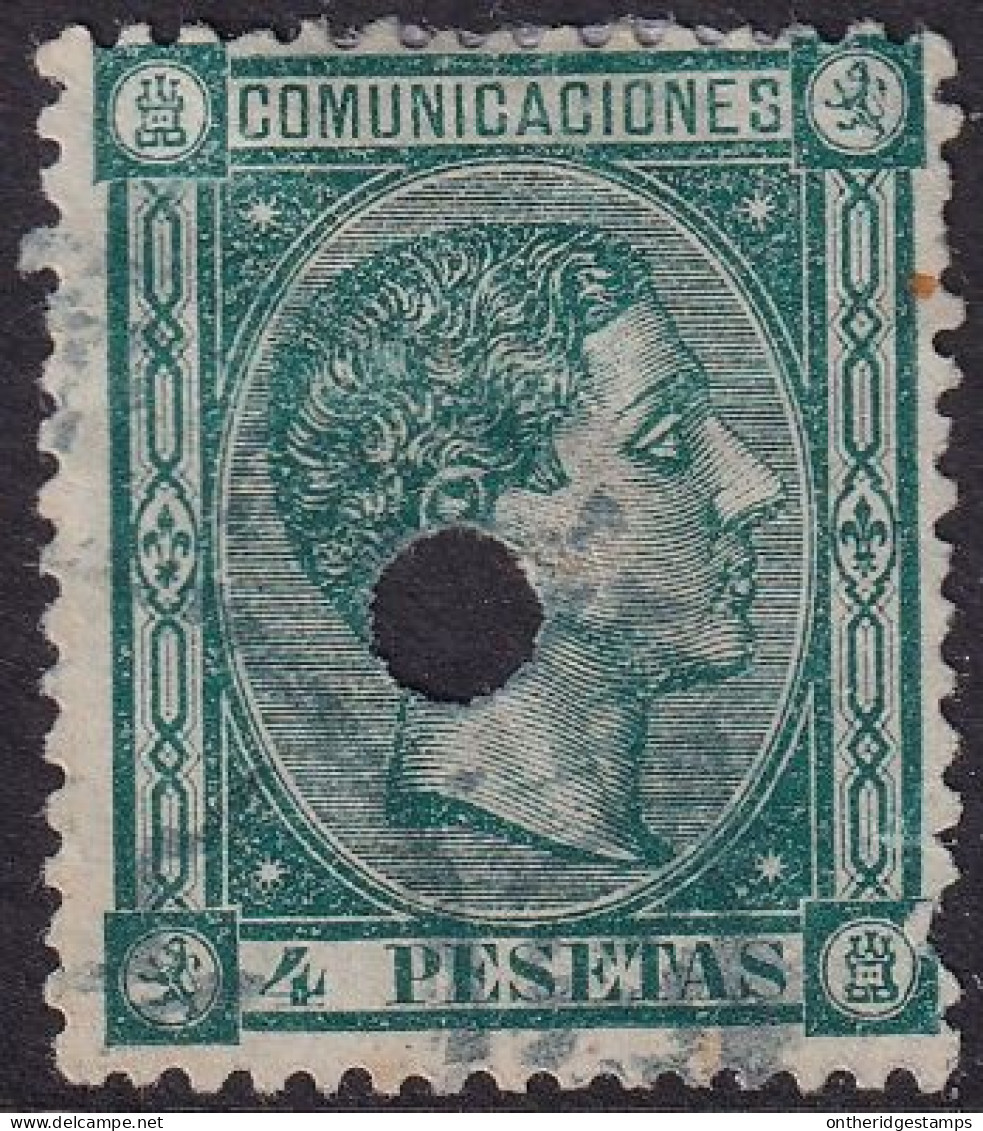 Spain 1875 Sc 220 España Ed 170T Telegraph Punch (taladrado) Cancel Damaged Corner - Oblitérés